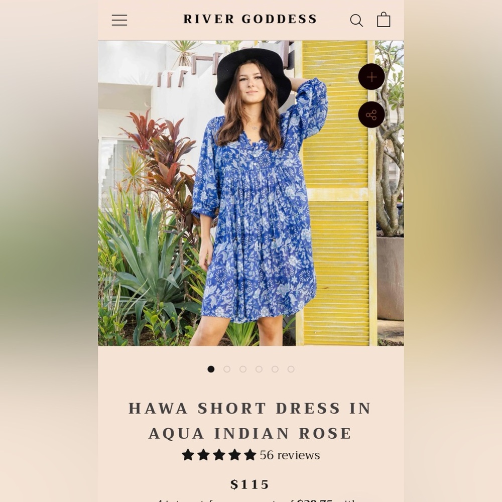 Blue Floral 3/4 Sleeve Dress 100% Cotton - Picture 13 of 13